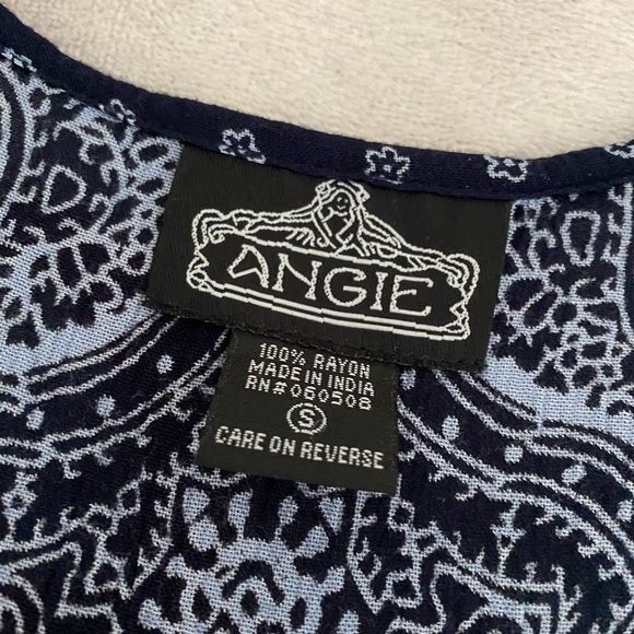 Navy Blue Paisley/Floral Print Dress Size Small - Picture 4 of 5